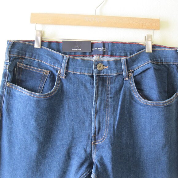 JACHS NEW YORK men's Comfort Stretch Dark Wash Blue Denim Jeans  40x32 (0570) - Picture 6 of 13
